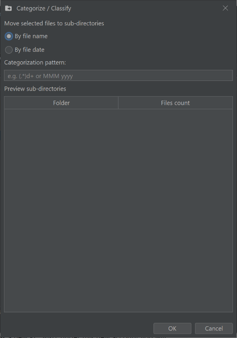 Categorize files screenshot