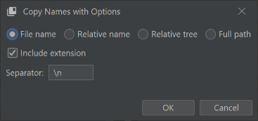 Copy Names with Options screenshot