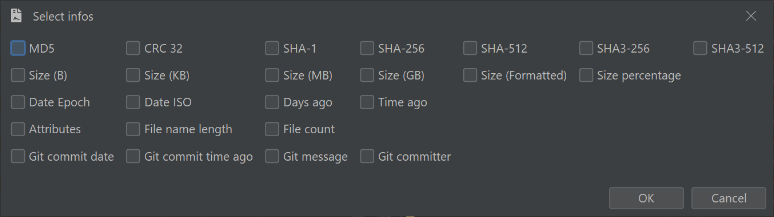 Show File Stats/Checksums screenshot