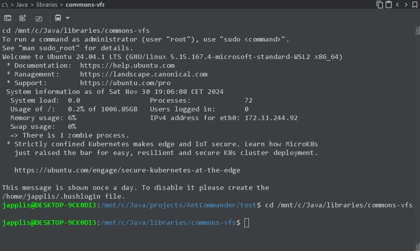 WSL screenshot